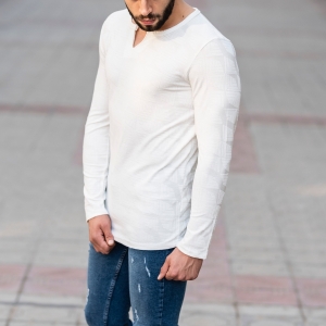 Geometric Detailed Sweatshirt In White - 2
