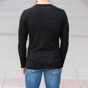 Herren Sweatshirt mit Muster Detail in schwarz - 4