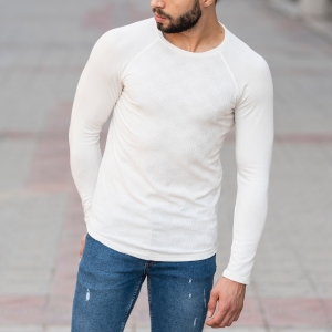 Herren Sweatshirt mit Gravur Optik in weiß - 2
