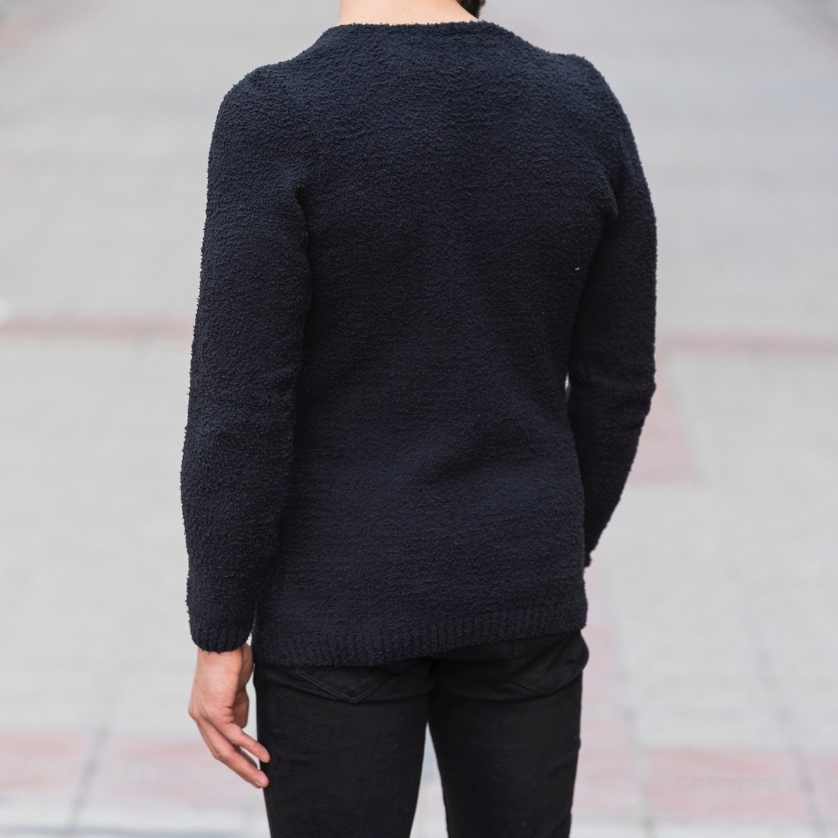 Brushed Wool Sweatshirt In Black - 4