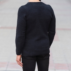 Herren Sweatshirt mit V-Kragen in schwarz - 4