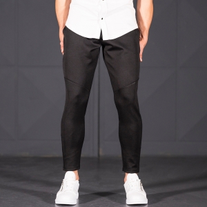 Horizonal Stitched Joggers In Black - 1