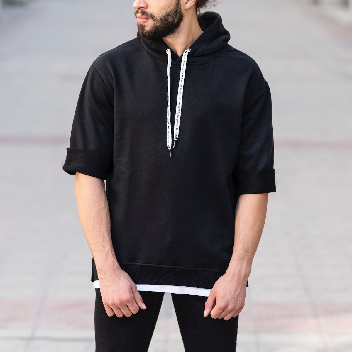 Round-Neck Slim-Fit Sweater in Black
