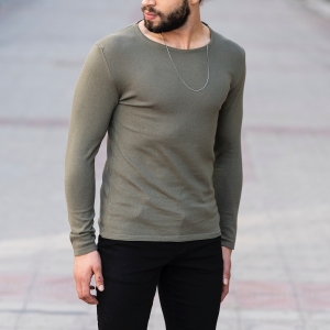 Slim-Fitting Classic Round-Neck Sweater in Khaki - 2