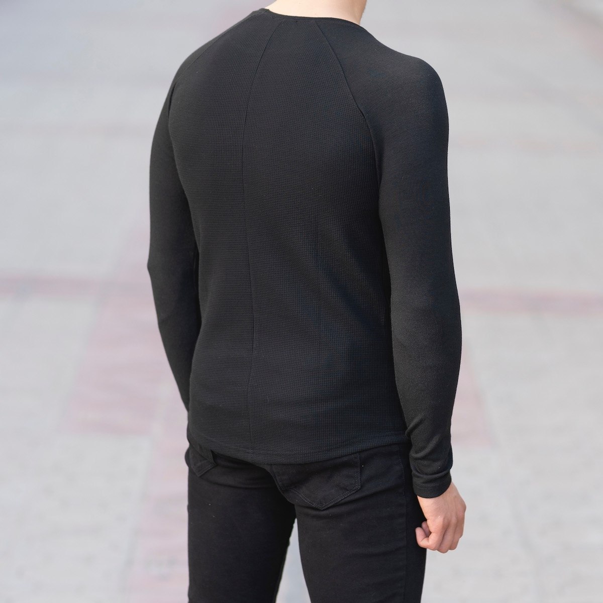 Herren Slim-Fit Sweatshirt in schwarz - 3