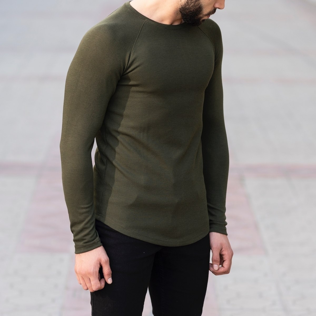 Herren Slim-Fit Sweatshirt in khaki - 2