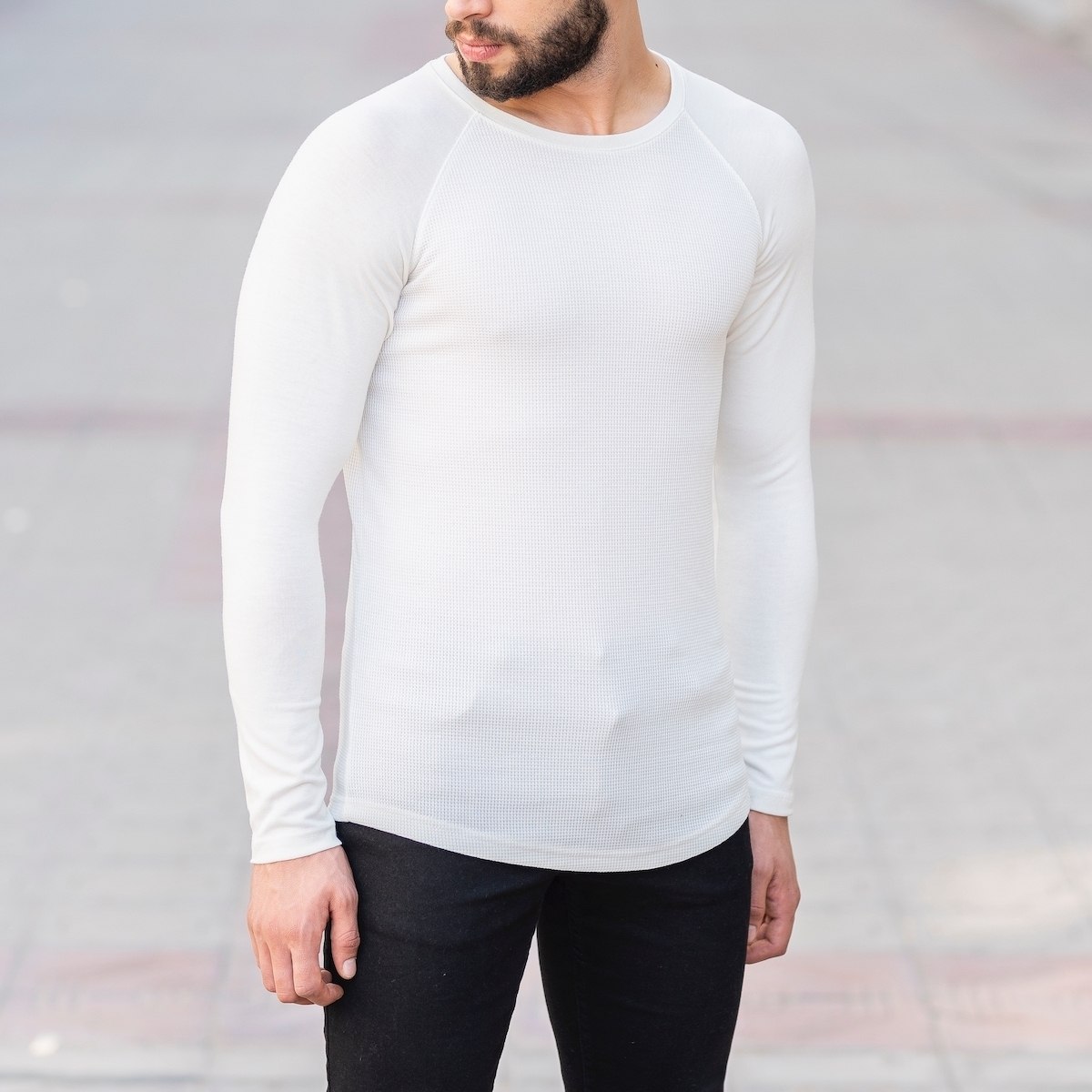 Herren Slim-Fit Sweatshirt in weiß - 2