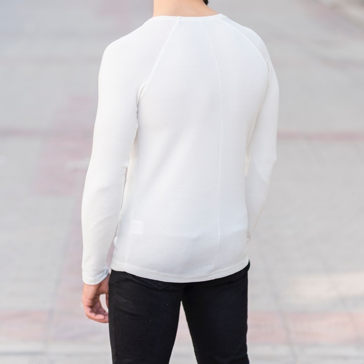 Herren Slim-Fit Sweatshirt in weiß - 3