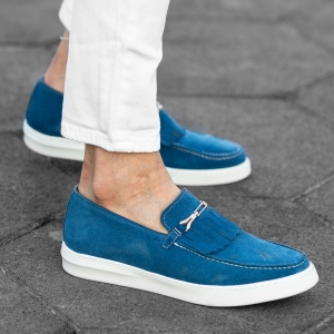 Herenschoen Loafers Instappers Blauw - 1