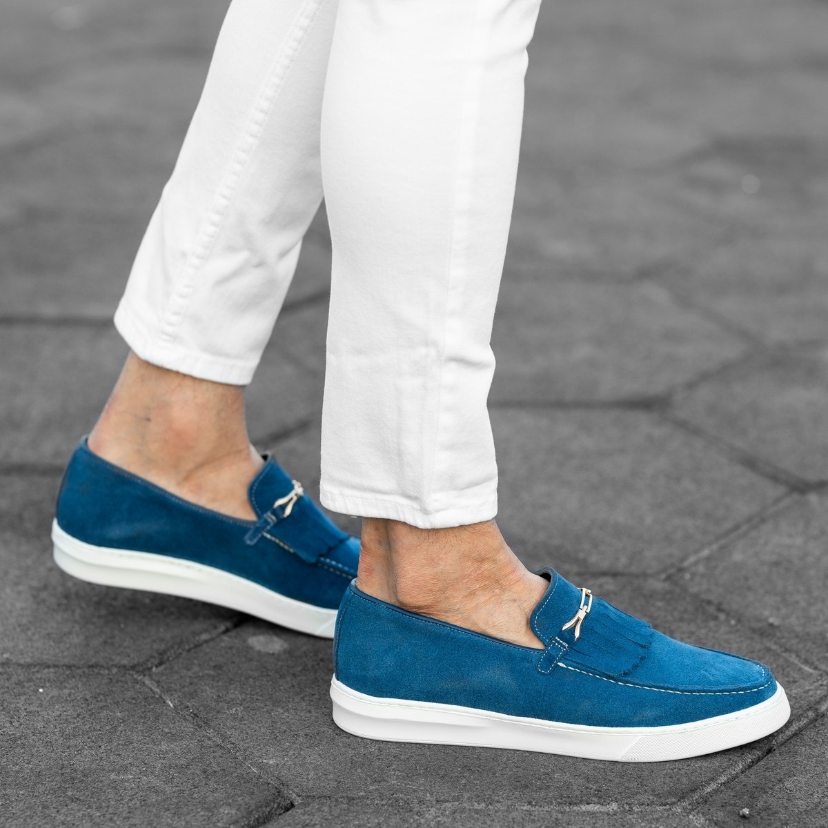 Herenschoen Loafers Instappers Blauw - 3