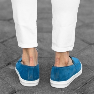 Herenschoen Loafers Instappers Blauw - 4