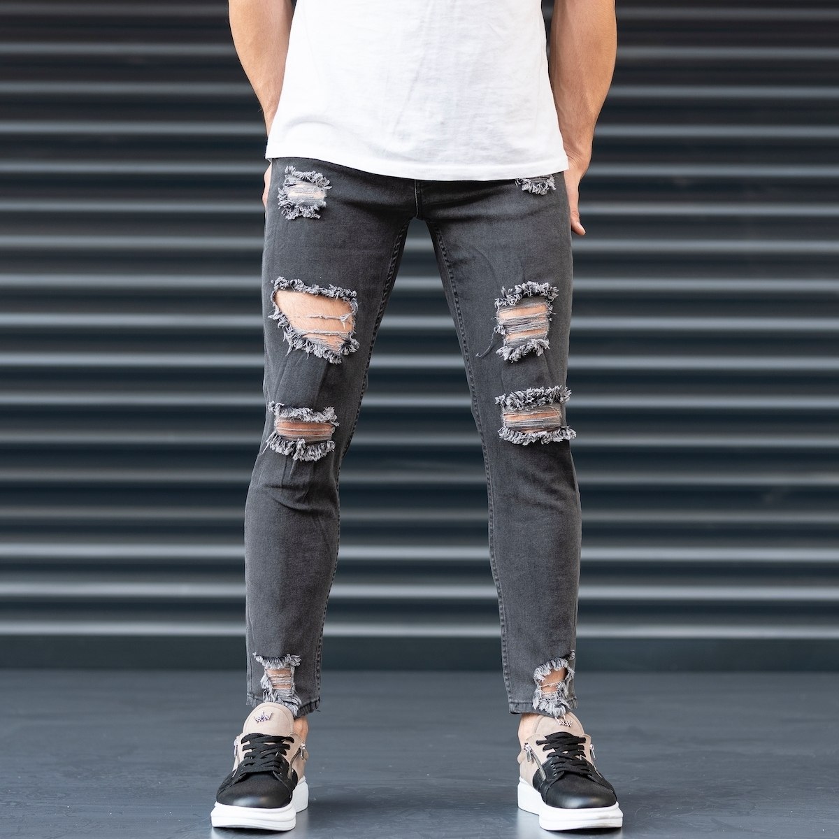 dark ripped jeans mens