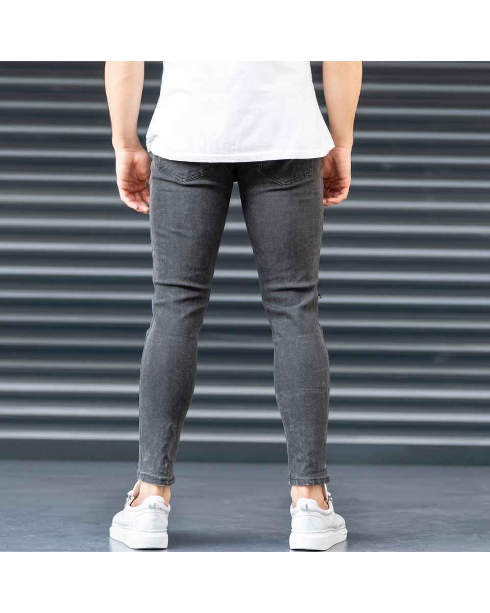 Men's  Jeans With Rips In Smoked Gray | Martin Valen