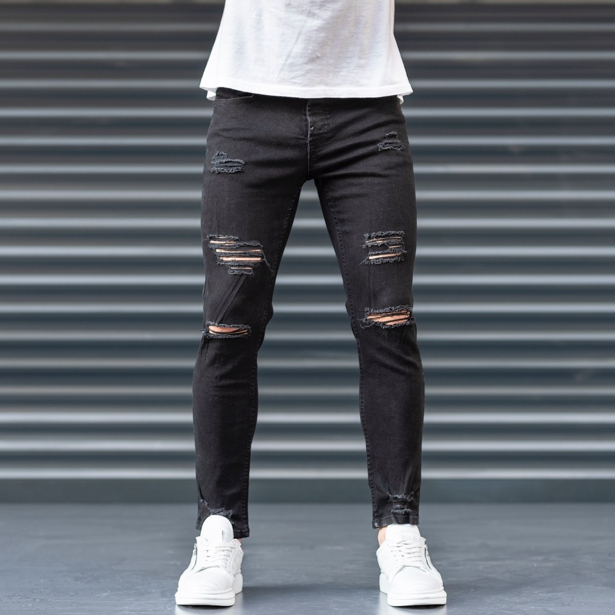  Men s  Black Claw Ripped  Jeans 