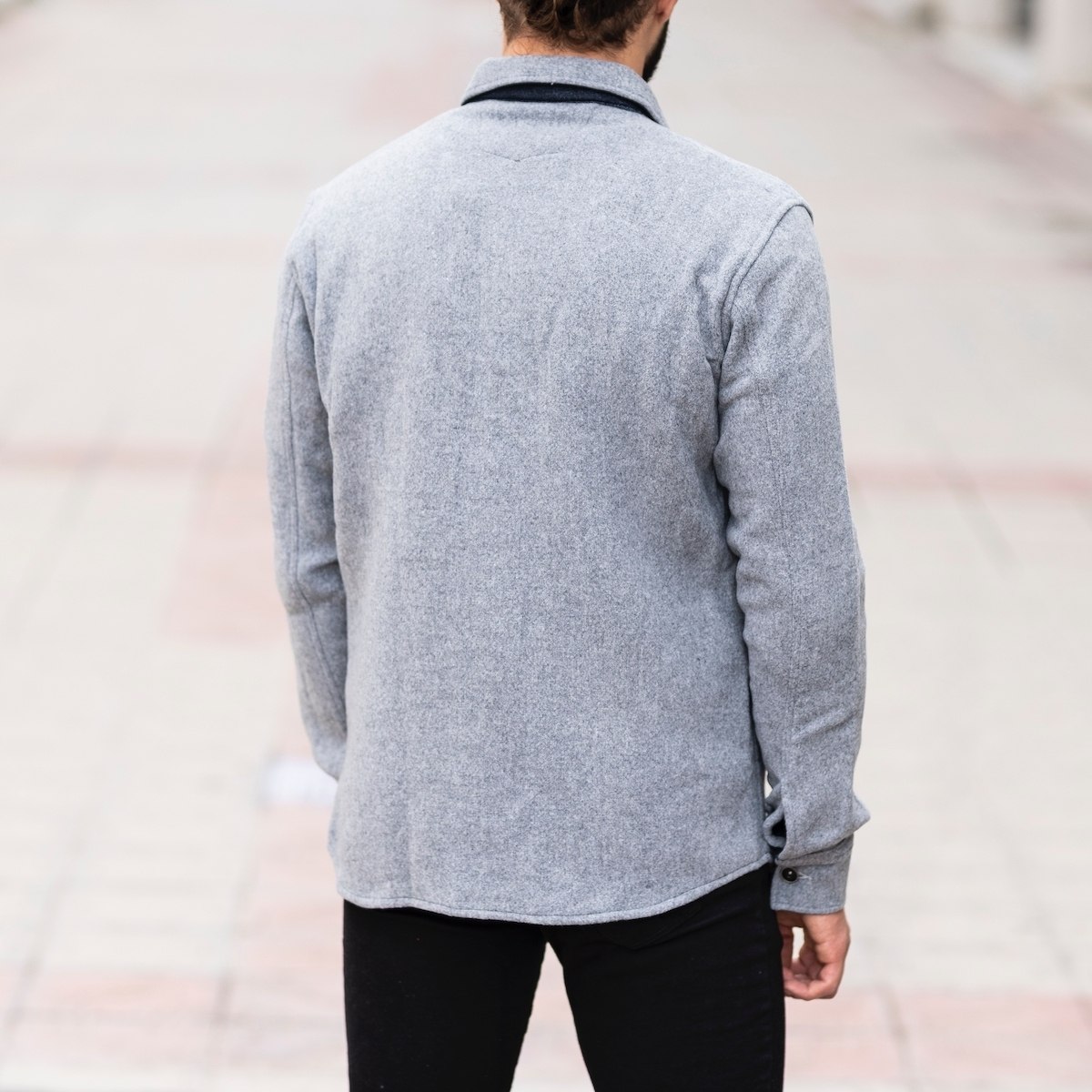 Herren Hemd-Jacke aus Wolle in grau | Martin Valen