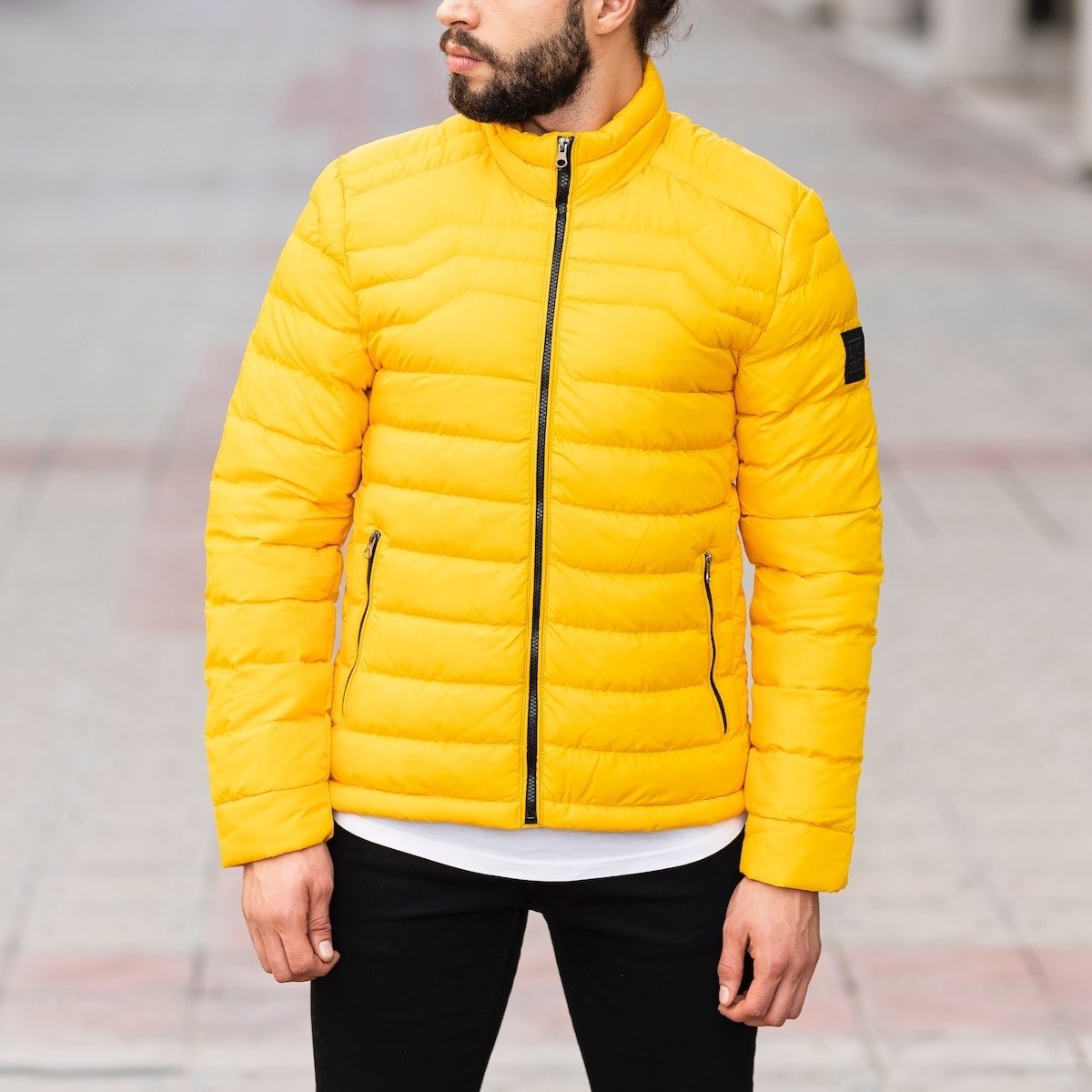Men's Puffer Jacket In Yellow
