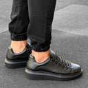 Men’s High Sole Low Top Sneakers Shoes Black (5)