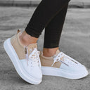 Women's Chunky Sneakers with Zippers in Cream and White (4)