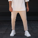 Men's Comfort Fit Pants With Side Stripes In Beige (4)