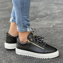 Men's Low Top Sneakers Gold Zipper Designer Shoes Black (6)