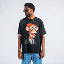 Men's Monkey Printed Oversized Black T-shirt (8)