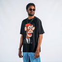 Men's Monkey Printed Oversized Black T-shirt (9)