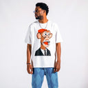 Men's Monkey Printed Oversized White T-shirt (8)