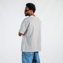 Men's Line Detail Applique Embroidered Oversized White T-shirt (11)