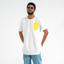 Men's Yellow Text Printed Oversized White T-shirt (14)