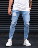 Ripped Slim Fit Jeans in Washed Blue (9)