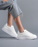 Women’s Chunky Sneakers with Gold Crown in Full White (9)