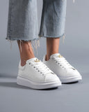 Women’s Chunky Sneakers with Gold Crown in Full White (7)