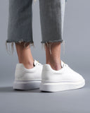 Women’s Chunky Sneakers with Gold Crown in Full White (10)