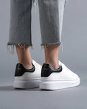 Women's Crowned Chunky Sneakers Shoes White-Black (9)