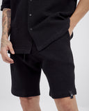 Men’s Waffle Tracksuit Set with Shorts in Midnight Black (3)