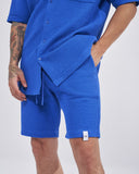 Men’s Waffle Tracksuit Set with Shorts in Sax Blue (3)