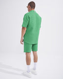 Men’s Waffle Tracksuit Set with Shorts in Green Teal (5)