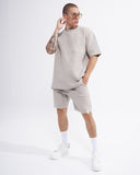 Men’s Waffle Tracksuit Set with Shorts in Light Grey (5)