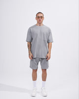 Heren Twill Short Trainingspak met Zakdetail in Grijs