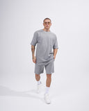 Men's Twill Short Tracksuit with Pocket Detail in Gray (5)