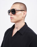 Men’s Oversized Linen Fabric Shirt with V-Neck in Black (5)