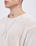 Men's Loose Linen Mesh Half Sleeve T-shirt in Beige (3)