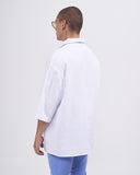 Men’s Oversized Linen Fabric Shirt with V-Neck in White (3)