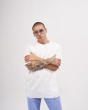 Men’s Oversized Waffle T-shirt with Pocket Detail in White (7)