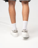 Men's Low Top Sneakers Crowned Snake Designer Shoes in White (10)