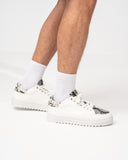 Men's Low Top Sneakers Crowned Snake Designer Shoes in White (8)