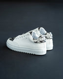 Men's Low Top Sneakers Crowned Snake Designer Shoes in White (6)