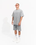 Men's Oversized Vintage 3D Print Detail Tracksuit Set with Shorts (3)