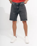 Men's Oversized Stone Washed Vintage Denim Shorts (2)
