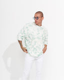 Men's Oversize T-Shirt Round Neck Tie Dye Green & White (8)